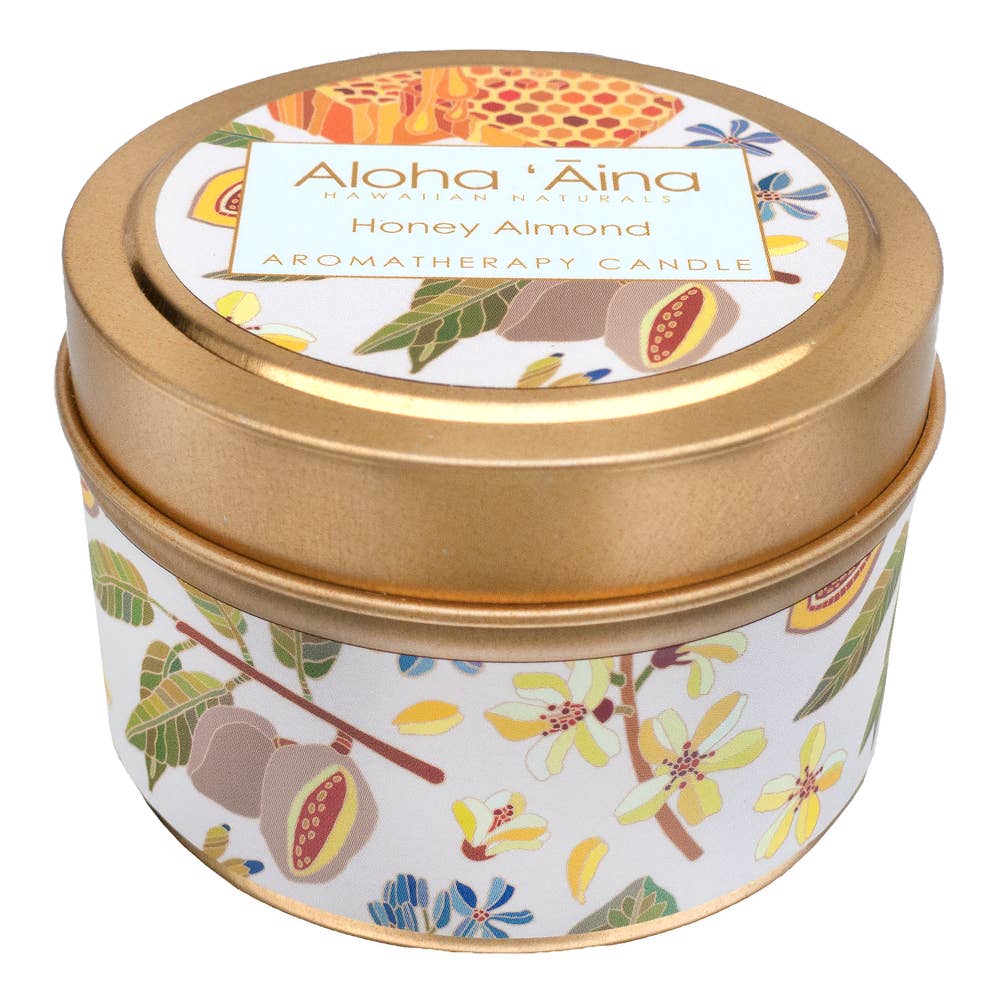 Honey Almond - Hawaiian Aromatherapy Gold Tin Candle