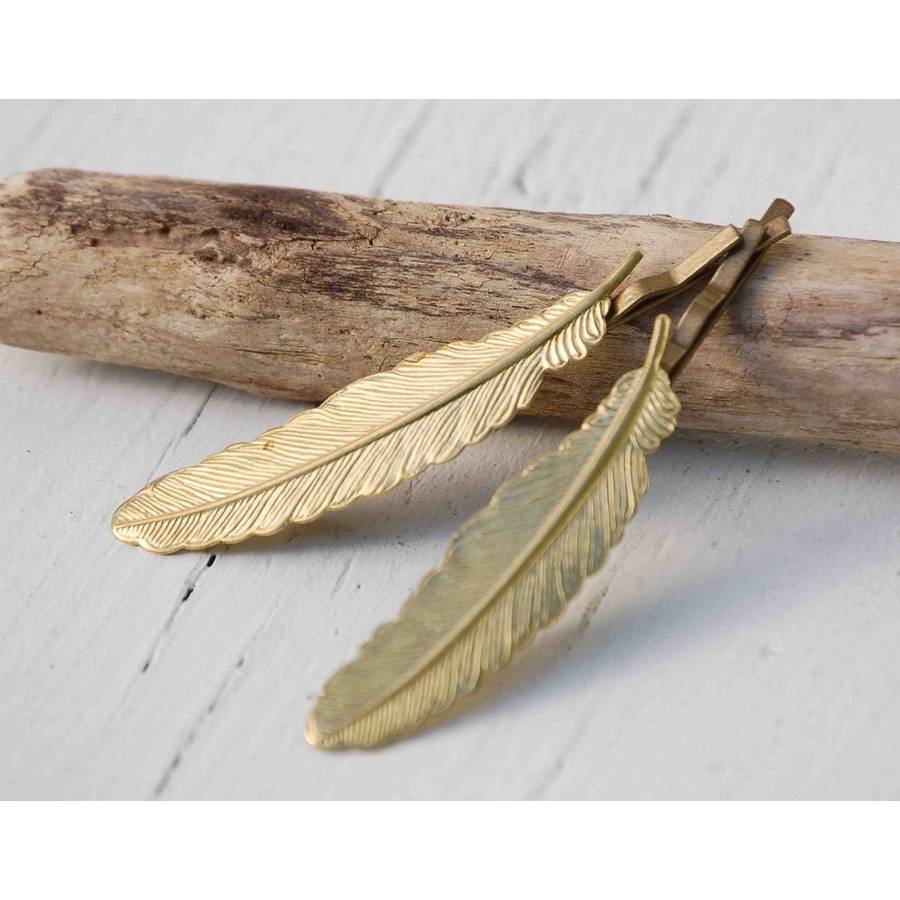 Gilded Feather Bobby Pins #NEW