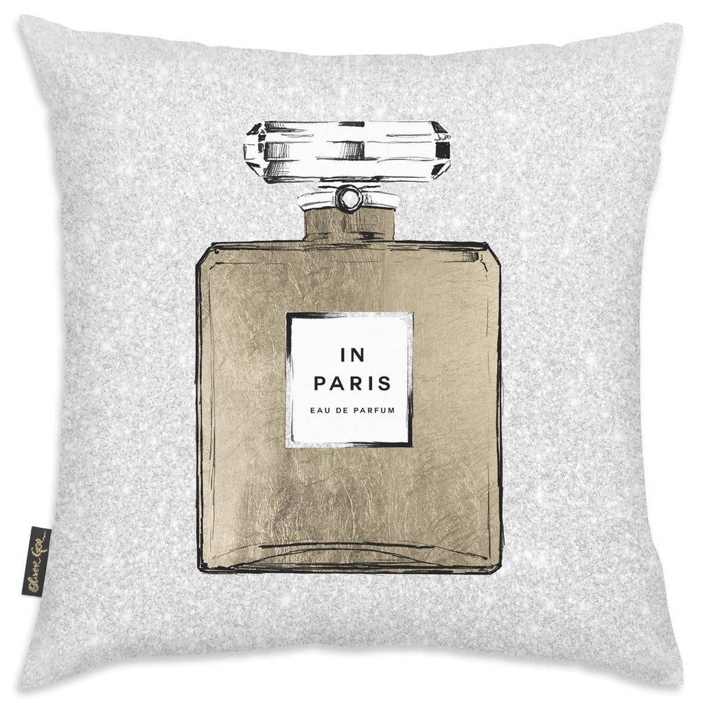 Oliver Gal ' Paris Perfume Gold and White' Decorative Pillow
