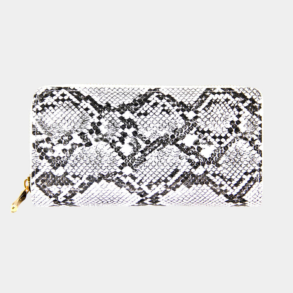 White python print zippy wallet #veganleatha