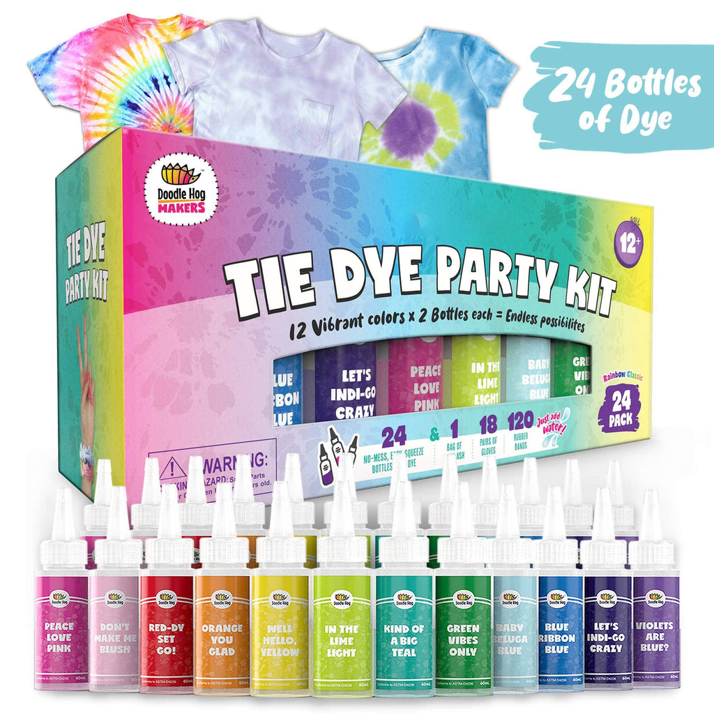 Doodlehog Easy Tie Dye Party Kit for Kids, Adults, and Group