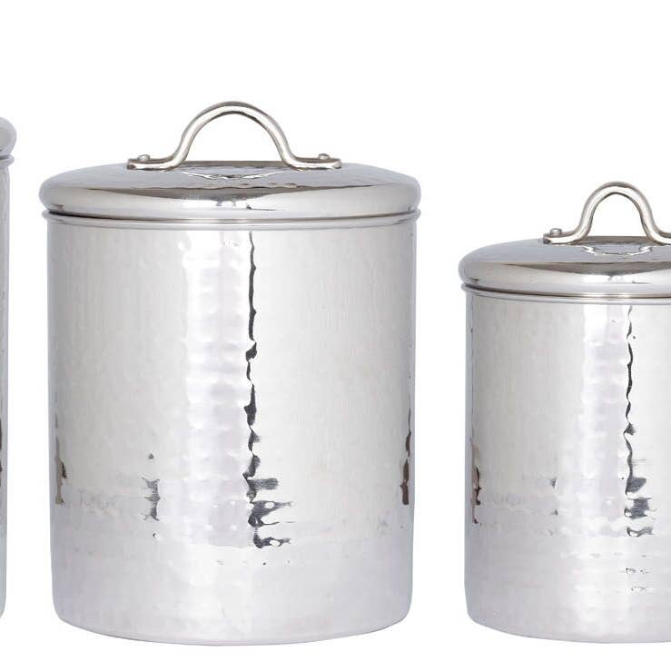 Hammered Stainless Steel Canister Set with Fresh Seal Lids