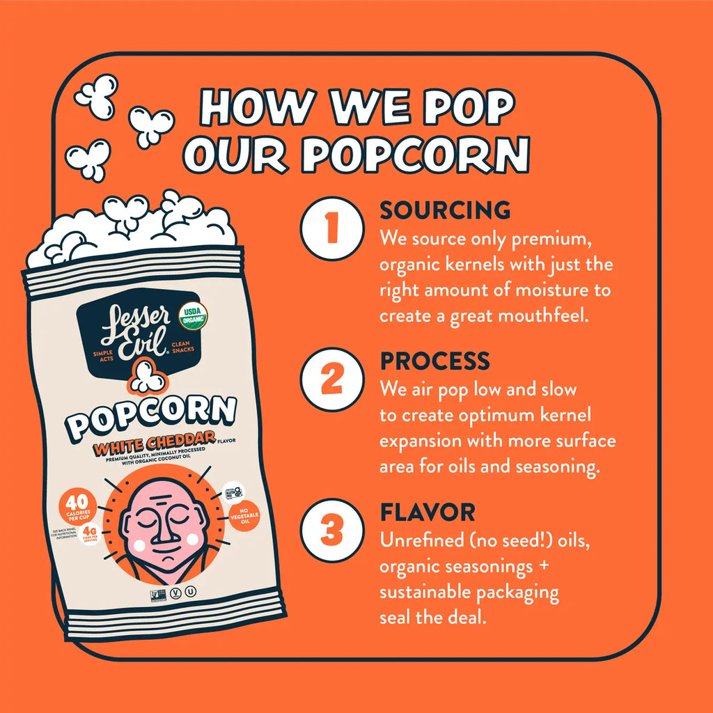 Organic Popcorn, White Cheddar Flavor 4.6 oz