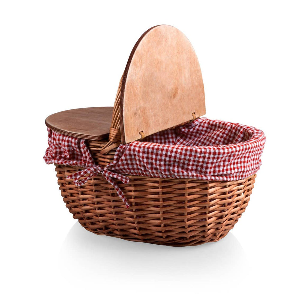 Country Picnic Basket - Red/White Gingham