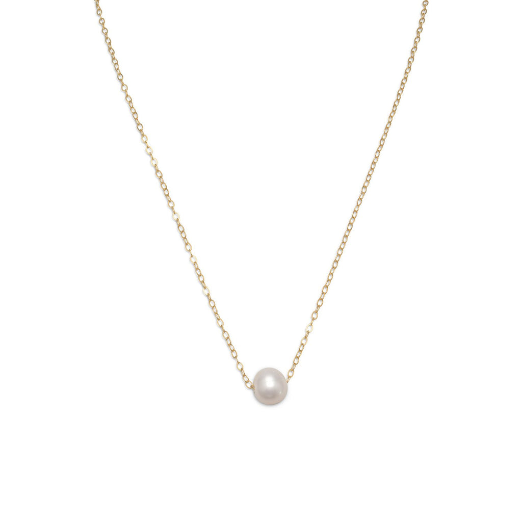 Gold Floating Cultured Freshwater Pearl Necklace
