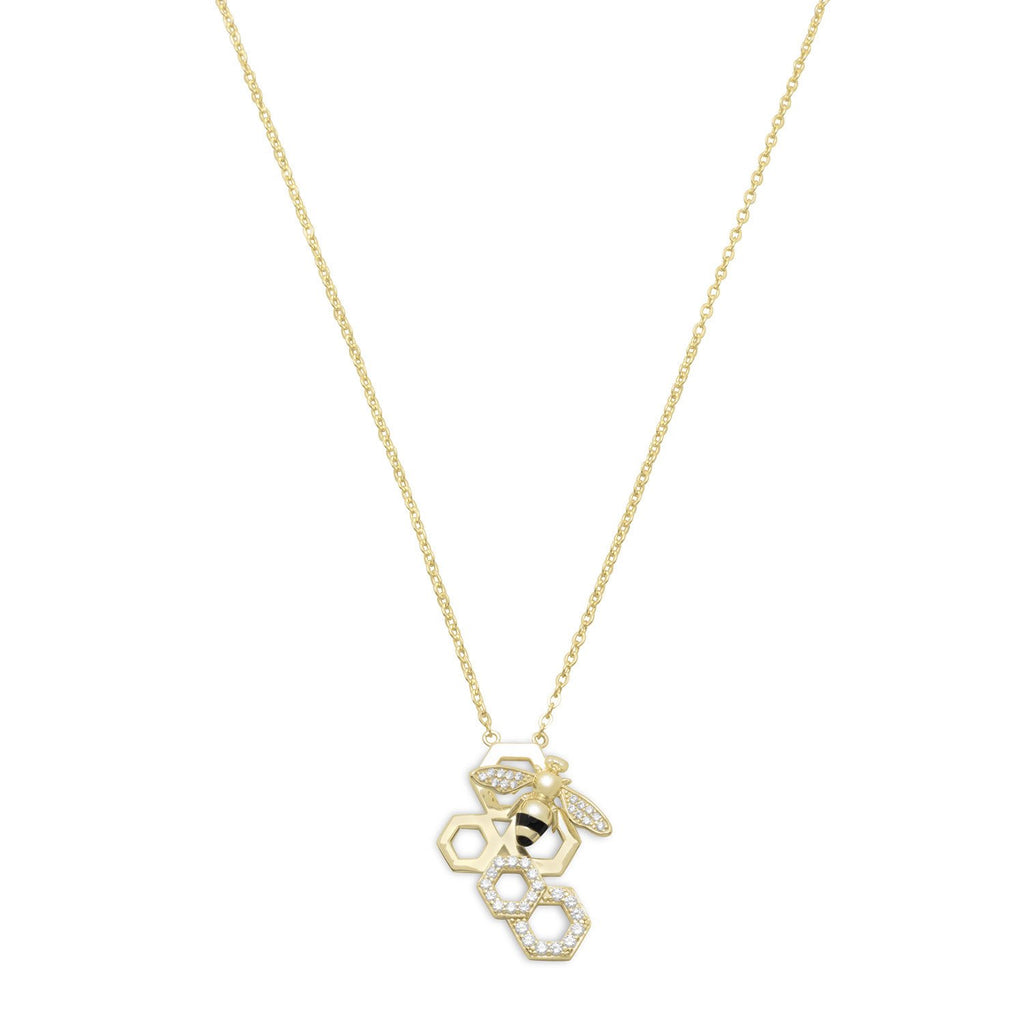 14 Karat Gold and Bee Side Necklace