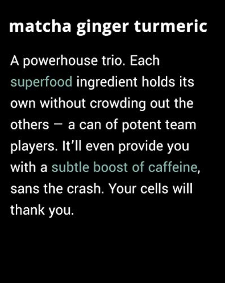 Matcha Ginger Turmeric Organic Sparkling Botanical Water