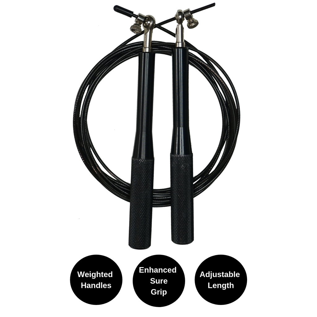 Adjustable Speed Cable Jump Rope - Black
