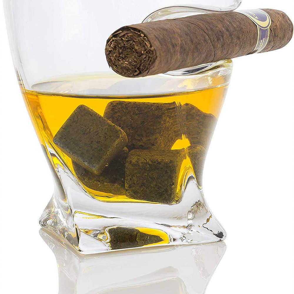 Cigar Holder Glass, Old Fashioned Whiskey Tumbler