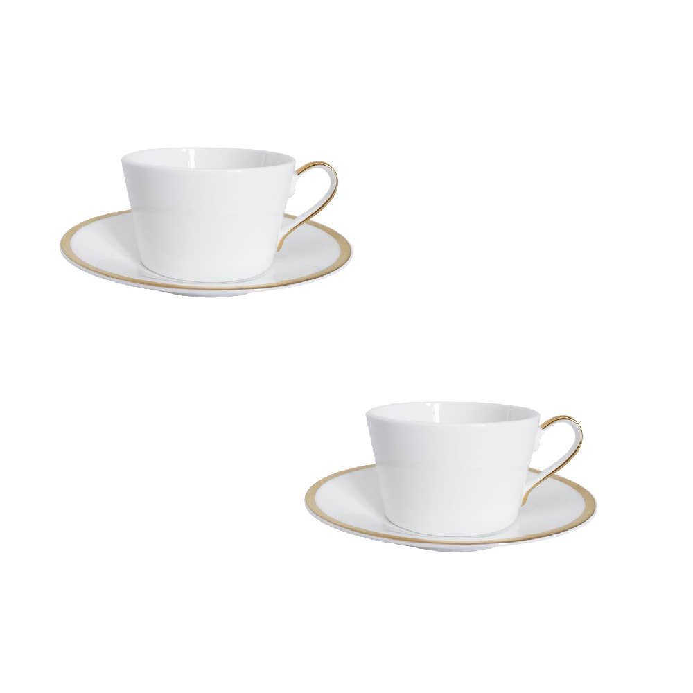 Golden Edge - Set of Two Cups & Saucers