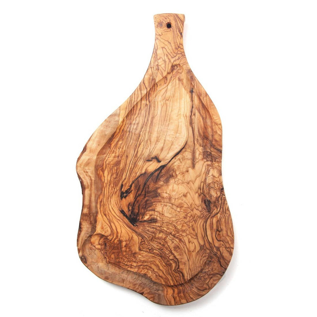 Olive Wood Cutting Board with Handle and Groove