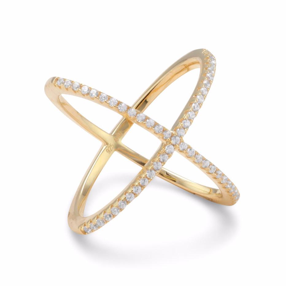 18 Karat Gold Criss Cross 'X' Ring