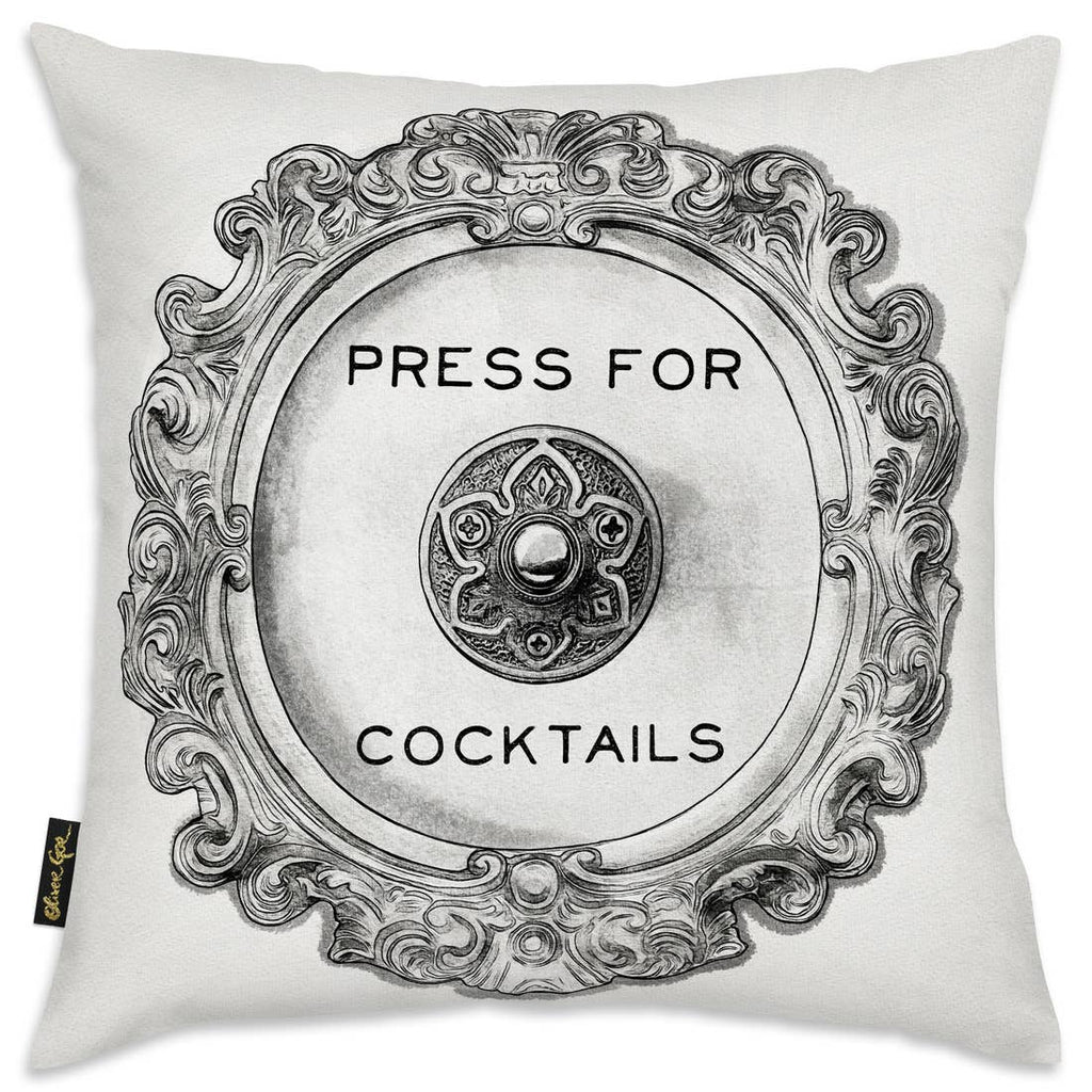 Oliver Gal 'Press For Cocktails Round' Decorative Pillow