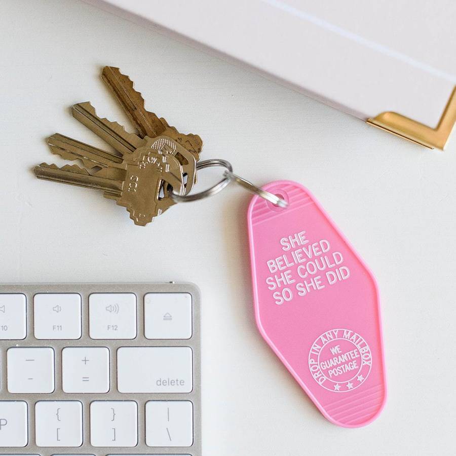 She Believed She Could Pink Keychain #BestSeller