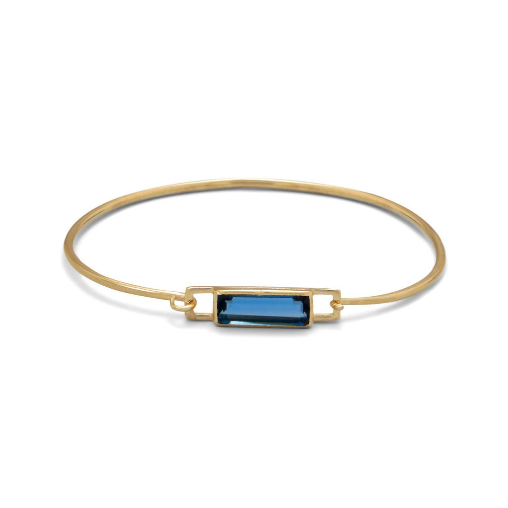 14 Karat Gold Dipped Blue Hydro Glass Squeeze Release Bangle