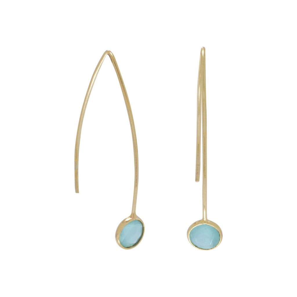 14 Karat Gold Dipped Green Hydro Glass Wire Earrings