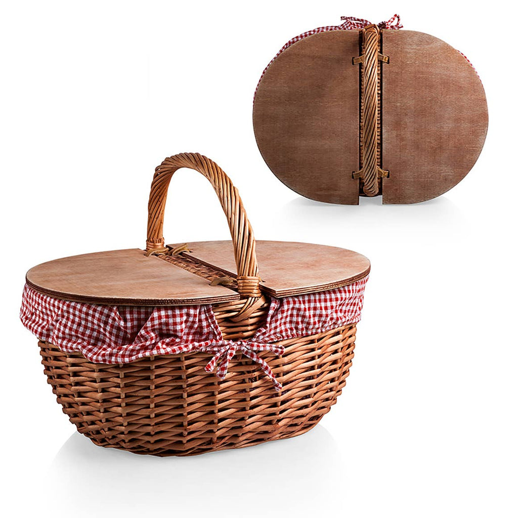 Country Picnic Basket - Red/White Gingham