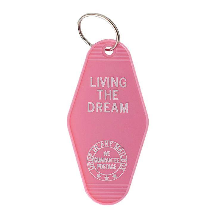 Living The Dream Pink Keychain