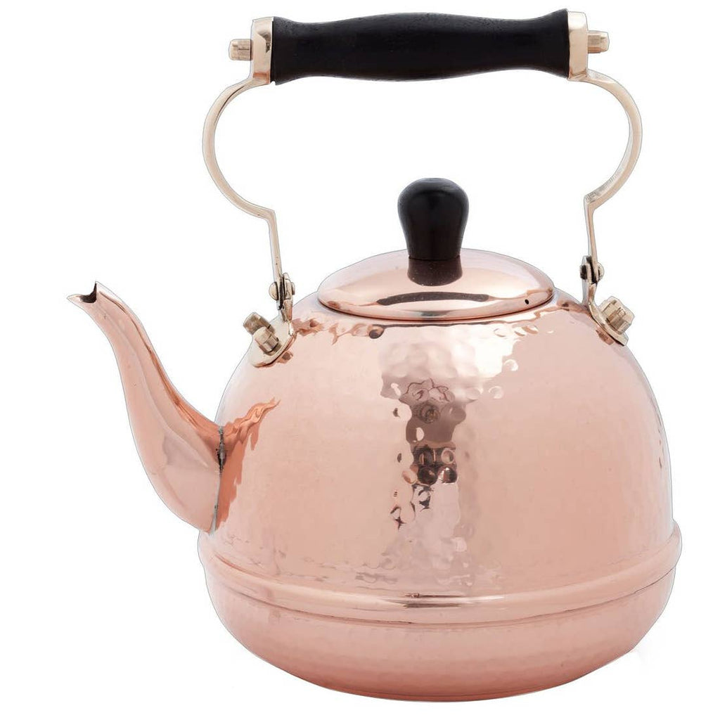 Hammered Solid Copper Tea Kettle with Wood Handle