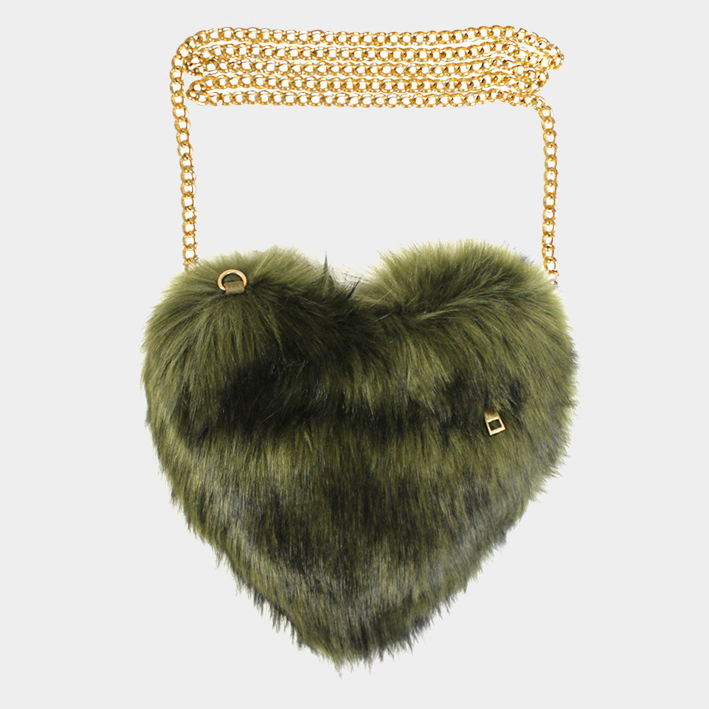 That girl got heart furry crossbody bag