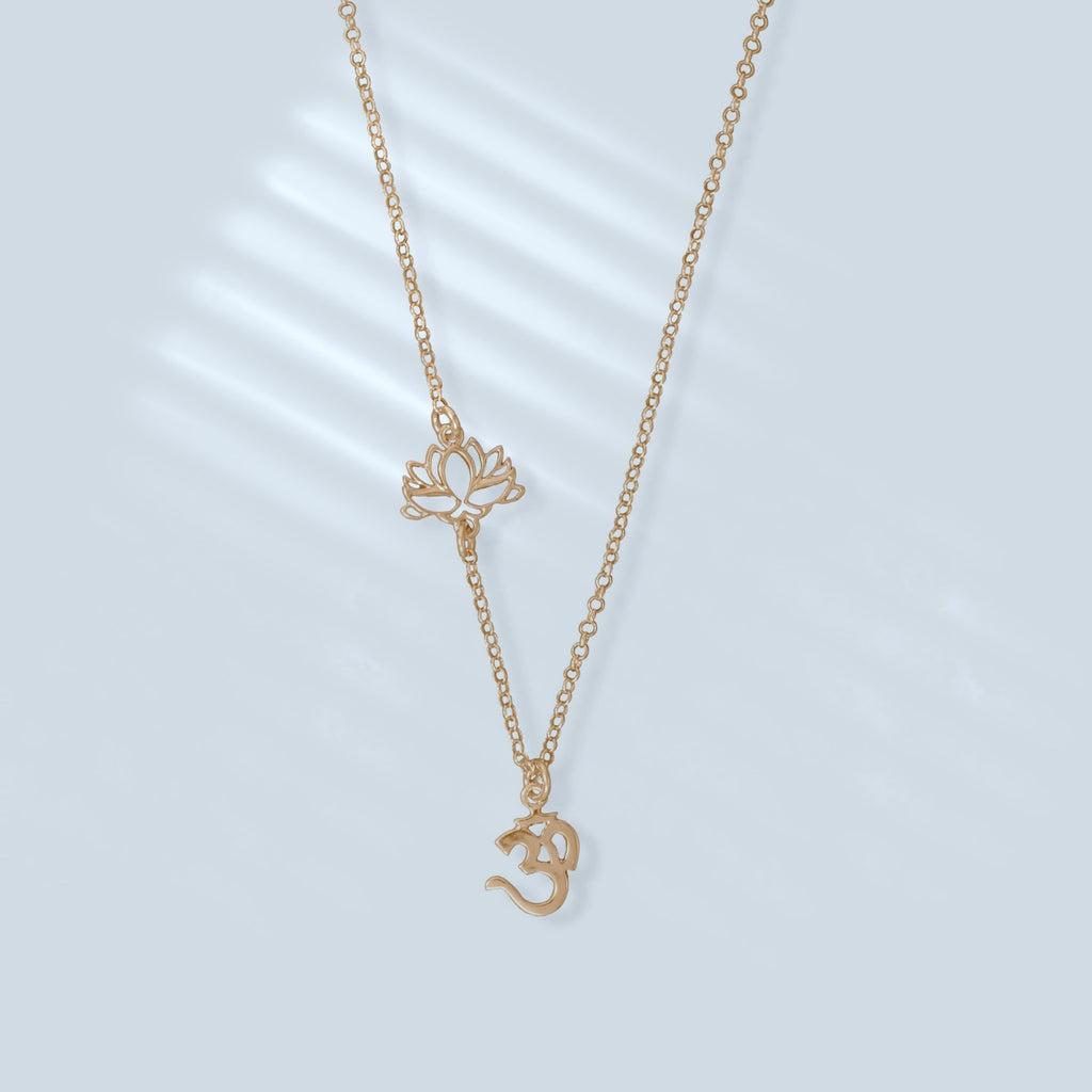 14 Karat Gold Dipped Relaaaaax Lotus and Om Necklace