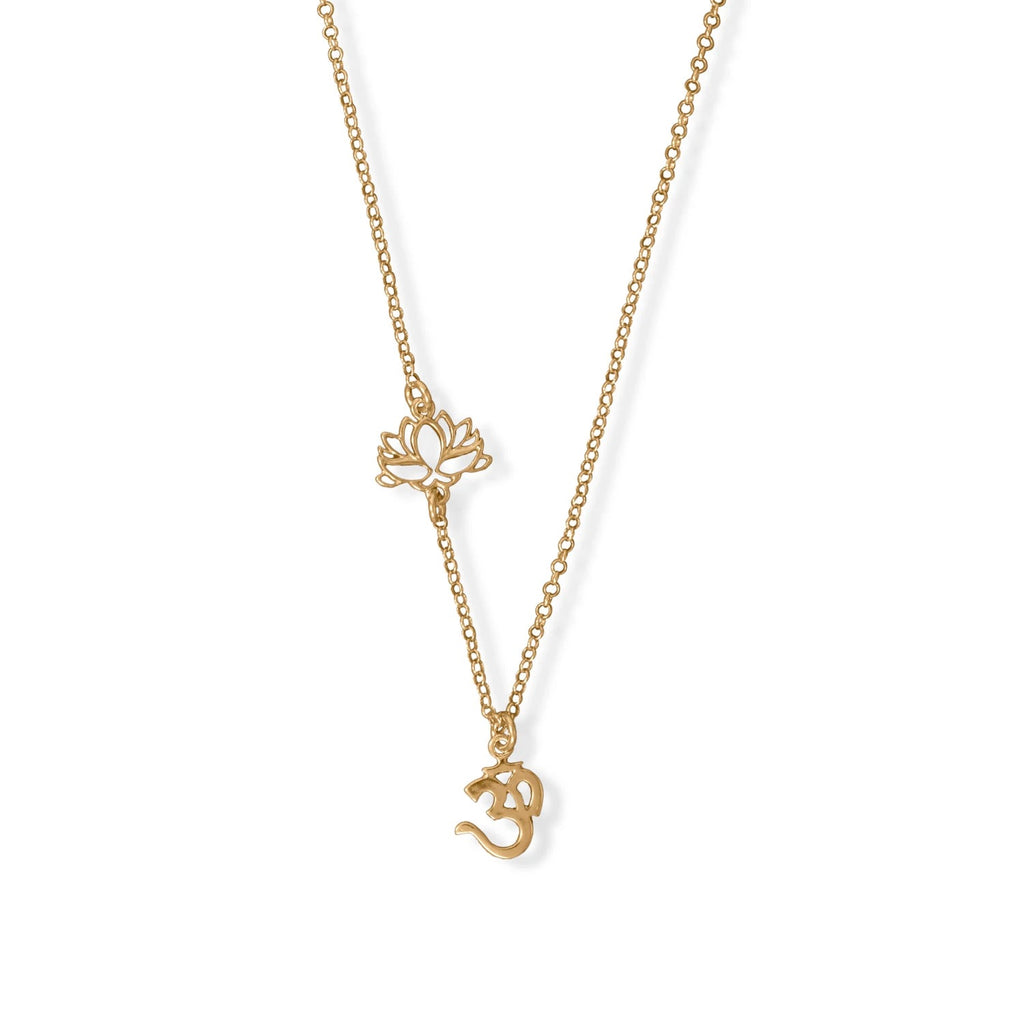 14 Karat Gold Dipped Relaaaaax Lotus and Om Necklace