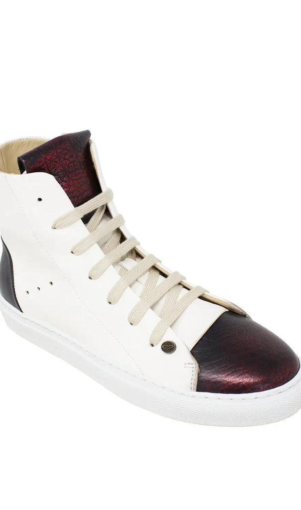 Two-Tone Laminated “Genesis” High-Top Sneaker